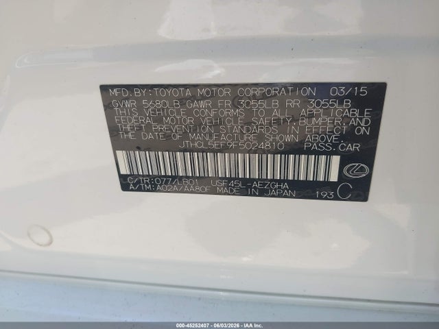 Продаж на аукціоні авто 2015 Lexus Ls 460, vin: JTHCL5EF9F5024810, номер лоту: 45252407