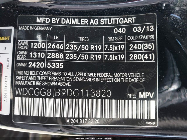 Продаж на аукціоні авто 2013 Mercedes-benz Glk 350 4matic, vin: WDCGG8JB9DG113820, номер лоту: 45252433