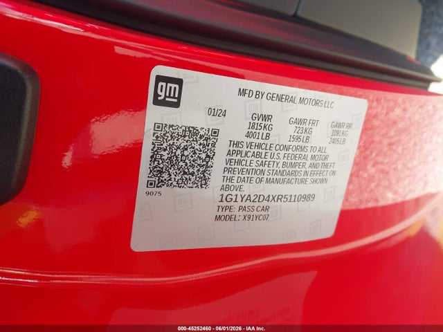 1G1YA2D4XR5110989 Chevrolet Corvette Stingray Rwd 1lt