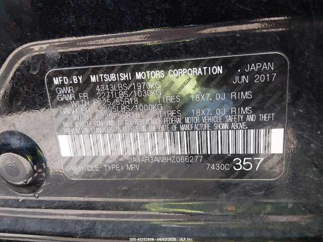 JA4AR3AW8HZ066277 Mitsubishi Outlander Sport 2.4 Se