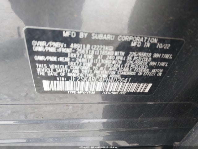 Продажа на аукционе авто 2023 Subaru Forester Touring, vin: JF2SKARC4PH402641, номер лота: 45252548