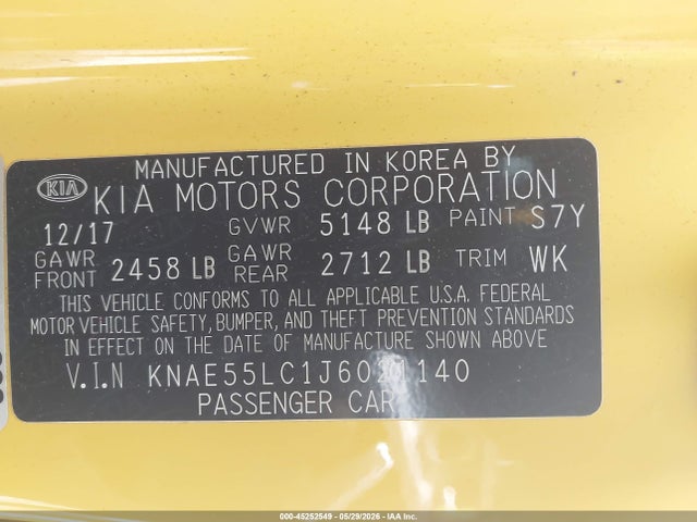 Aukcja sprzedaży 2018 Kia Stinger Gt2, vin: KNAE55LC1J6021140, numer aukcji: 45252549