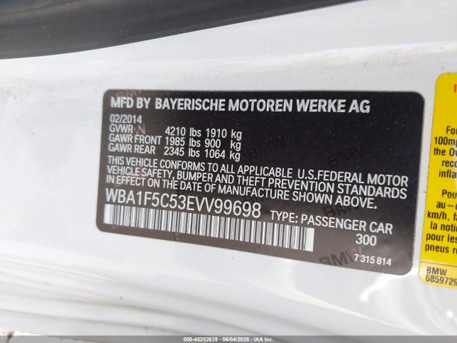 Aukcja sprzedaży 2014 Bmw 228i, vin: WBA1F5C53EVV99698, numer aukcji: 45252639