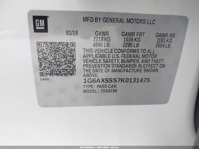 Продажа на аукционе авто 2019 Cadillac Cts Luxury, vin: 1G6AX5SS7K0131475, номер лота: 45252643