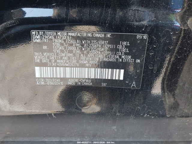 Продаж на аукціоні авто 2010 Toyota Rav4, vin: 2T3KF4DV6AW026278, номер лоту: 45252711