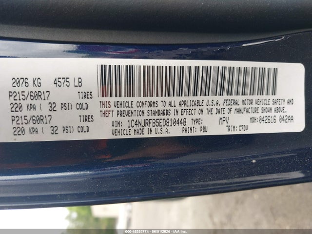 45252774 :رقم المزاد ، 1C4NJRFB5ED810448 vin ، 2014 Jeep Patriot Latitude مزاد بيع