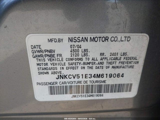 Продажа на аукционе авто 2004 Infiniti G35, vin: JNKCV51E34M619064, номер лота: 45252854