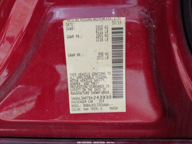 Nissan Altima 2.5 S 2014 1N4AL3AP7EN243930 Image 9