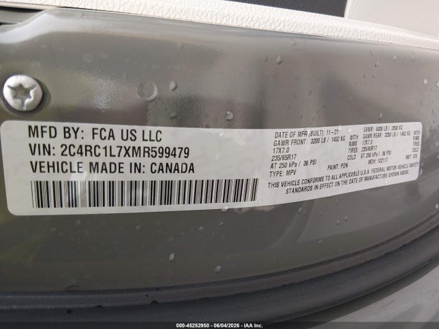 Продажа на аукционе авто 2021 Chrysler Pacifica Hybrid Touring L, vin: 2C4RC1L7XMR599479, номер лота: 45252950