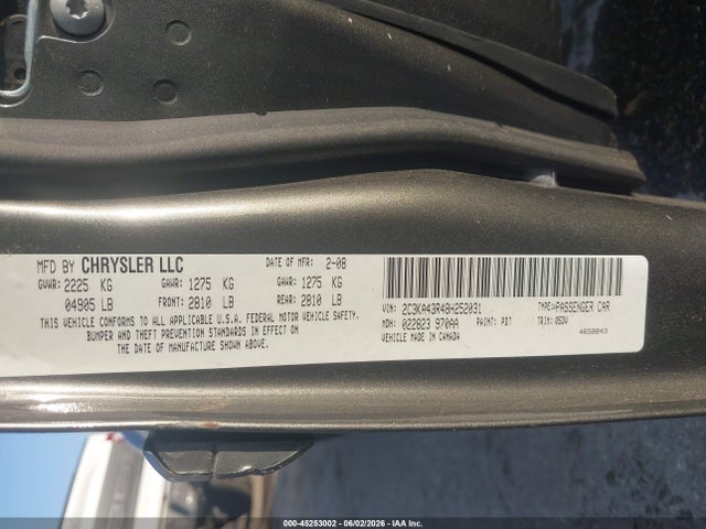 Продажа на аукционе авто 2008 Chrysler 300 Lx, vin: 2C3KA43R48H252031, номер лота: 45253002