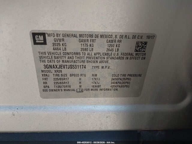 Chevrolet EQUINOX LT 2018 3GNAXJEV7JS531174 Image 9