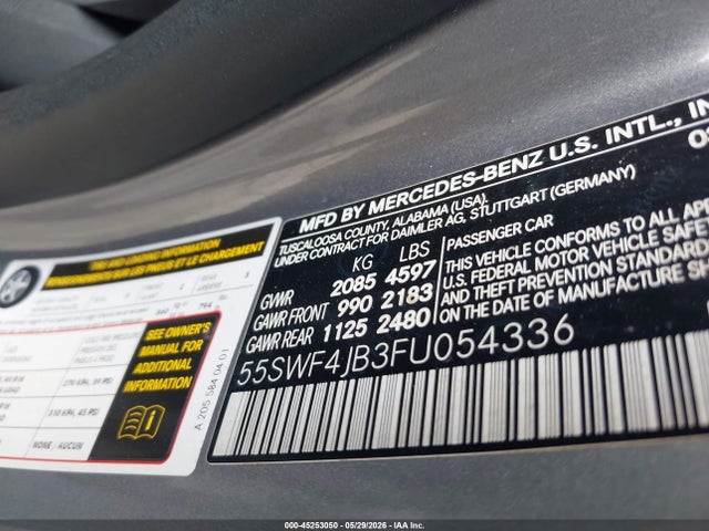 55SWF4JB3FU054336 Mercedes-Benz C 300 Sport