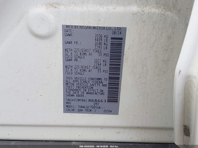 Nissan ROGUE SV 2014 5N1AT2MT6EC868663 Image 9