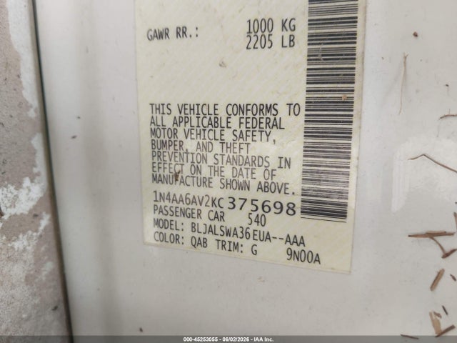 Nissan Maxima 3.5 Sr 2019 1N4AA6AV2KC375698 Image 9