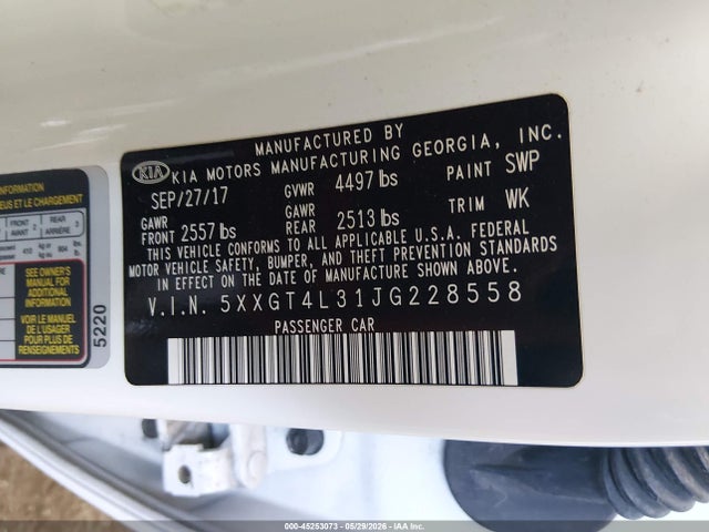 KIA Optima S 2018 5XXGT4L31JG228558 Image 9