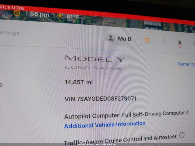 Tesla Model Y Rwd 2025 7SAYGDED0SF279071 Image 15