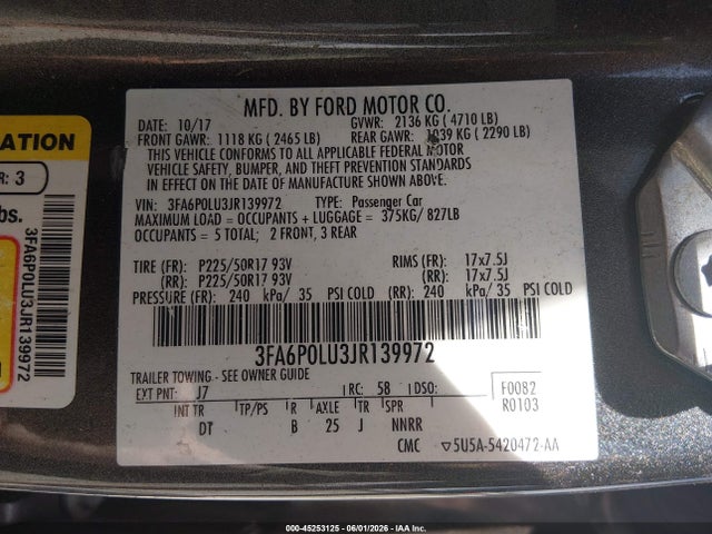 Ford Fusion Hybrid Se 2018 3FA6P0LU3JR139972 Image 9