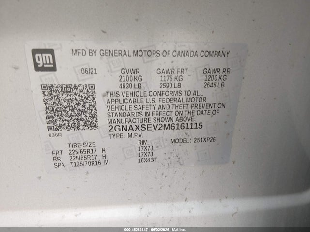 Chevrolet Equinox Awd Ls 2021 2GNAXSEV2M6161115 Image 9