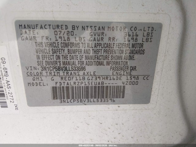 Nissan Kicks S Xtronic Cvt 2020 3N1CP5BV3LL533596 Image 9