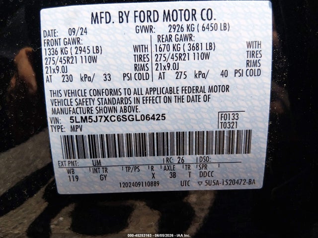 5LM5J7XC6SGL06425 Lincoln Aviator Reserve