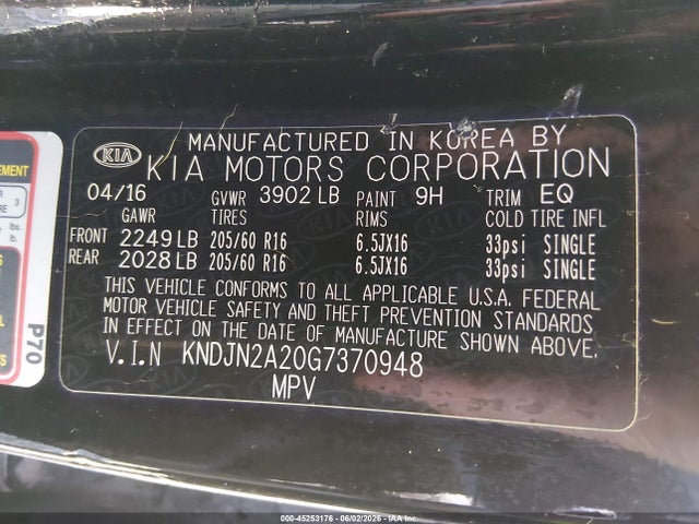 KIA Soul 2016 KNDJN2A20G7370948 Image 9