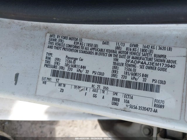 Ford FIESTA S 2014 3FADP4AJ3EM173940 Image 9
