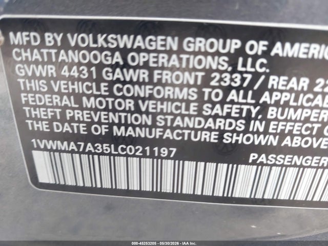1VWMA7A35LC021197 Volkswagen Passat 2.0t R-line
