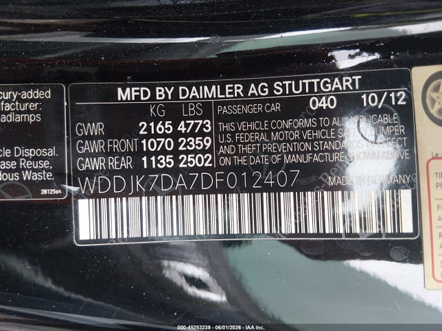 Продаж на аукціоні авто 2013 Mercedes-benz Sl 550, vin: WDDJK7DA7DF012407, номер лоту: 45253239