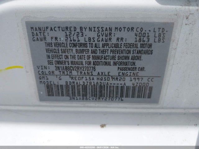 45253250 :رقم المزاد ، 3N1AB8CV2RY270776 vin ، 2024 Nissan Sentra Sv Xtronic Cvt مزاد بيع