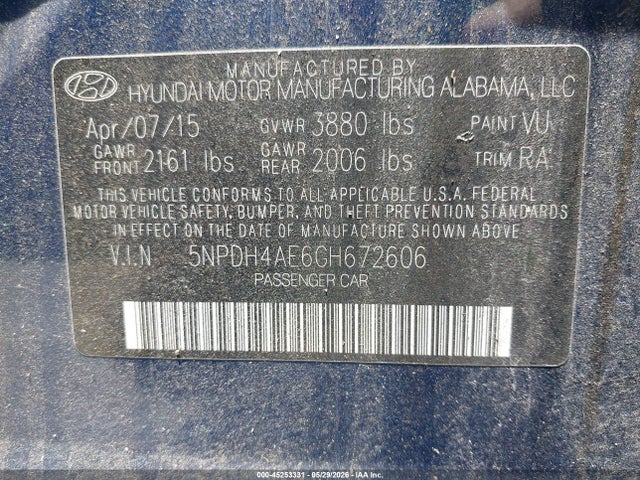 Продаж на аукціоні авто 2016 Hyundai Elantra Se, vin: 5NPDH4AE6GH672606, номер лоту: 45253331