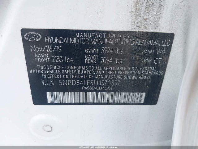5NPD84LF5LH570357 Hyundai ELANTRA SEL