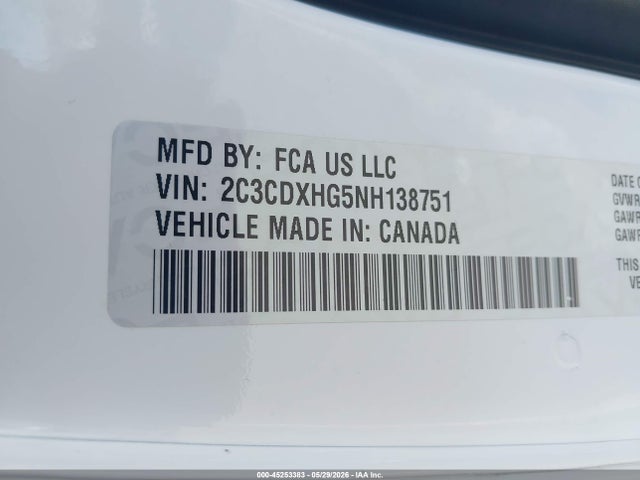 2C3CDXHG5NH138751 Dodge Charger Gt Rwd
