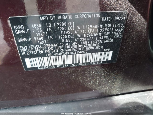 Продажа на аукционе авто 2025 Subaru Outback Touring, vin: 4S4BTAPC0S3156977, номер лота: 45253393