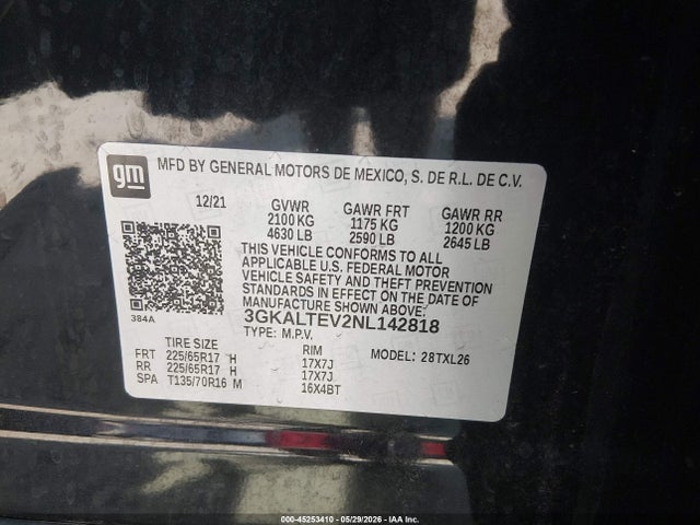Aukcja sprzedaży 2022 Gmc Terrain Awd Sle, vin: 3GKALTEV2NL142818, numer aukcji: 45253410