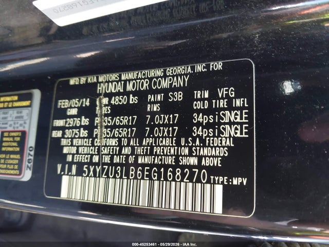 5XYZU3LB6EG168270 Hyundai Santa Fe Sport 2.4l