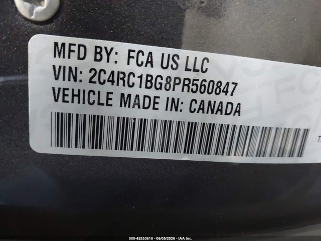 2023 Chrysler Pacifica Touring L მანქანა იყიდება აუქციონზე, vin: 2C4RC1BG8PR560847, აუქციონის ნომერი: 45253618