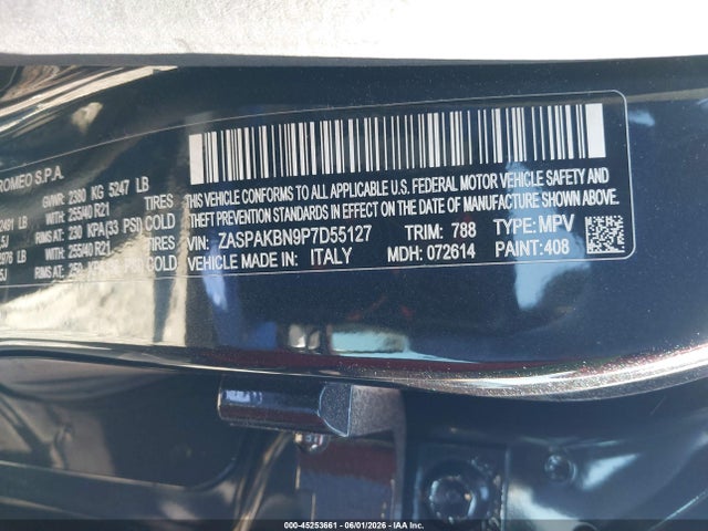 2023 Alfa Romeo Stelvio Estrema Awd მანქანა იყიდება აუქციონზე, vin: ZASPAKBN9P7D55127, აუქციონის ნომერი: 45253661