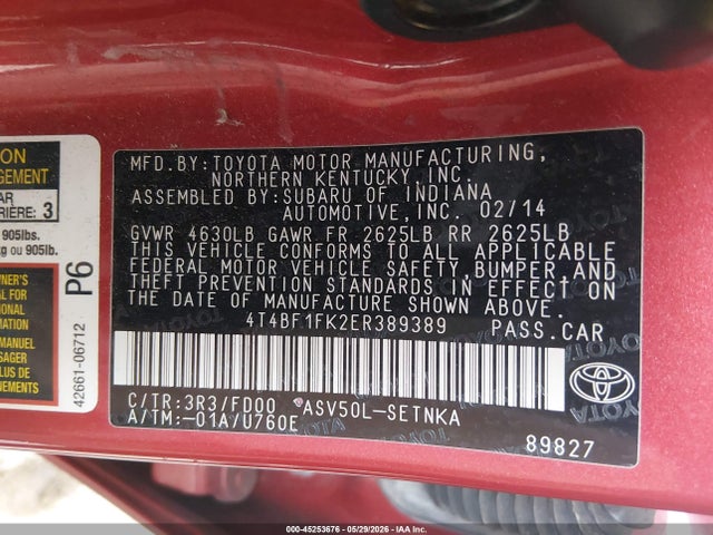 Toyota CAMRY LE 2014 4T4BF1FK2ER389389 Image 9