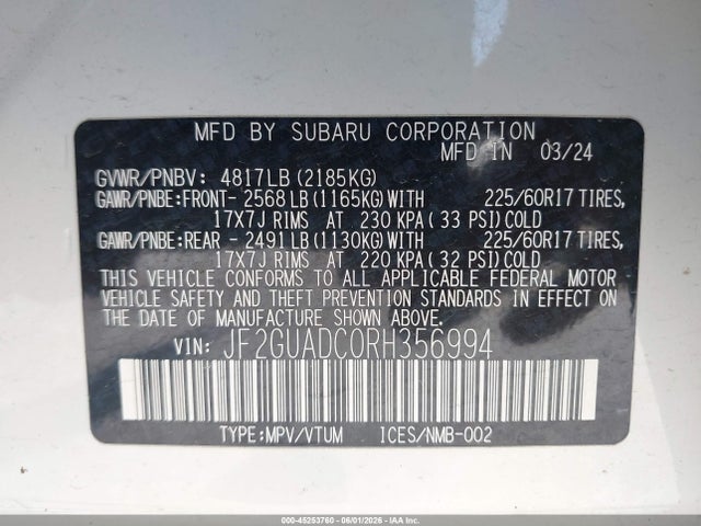 Subaru Crosstrek Premium 2024 JF2GUADC0RH356994 Image 9