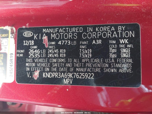 KNDPR3A69K7625922 KIA Sportage Sx Turbo
