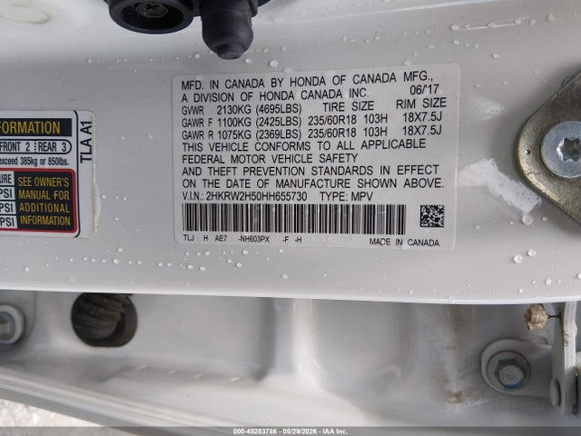 Aukcja sprzedaży 2017 Honda Cr-v Ex, vin: 2HKRW2H50HH655730, numer aukcji: 45253786