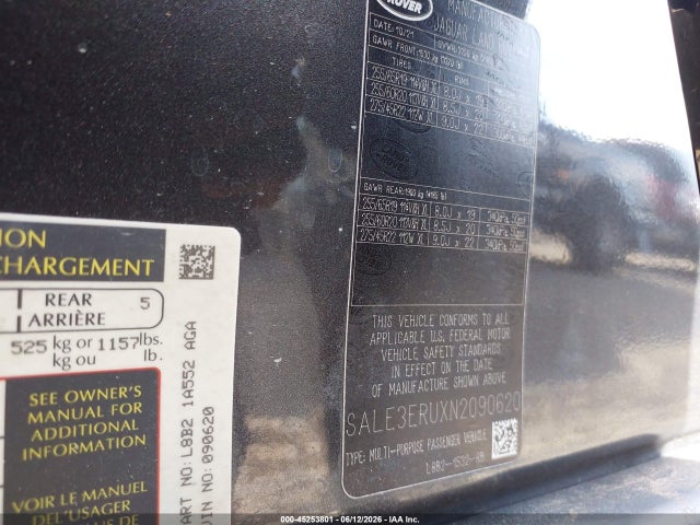 Aukcja sprzedaży 2022 Land Rover Defender 110 X-dynamic Hse, vin: SALE3ERUXN2090620, numer aukcji: 45253801