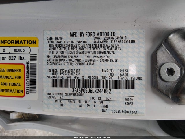 3FA6P0SU6LR244882 Ford Fusion Plug-in Hybrid Titanium