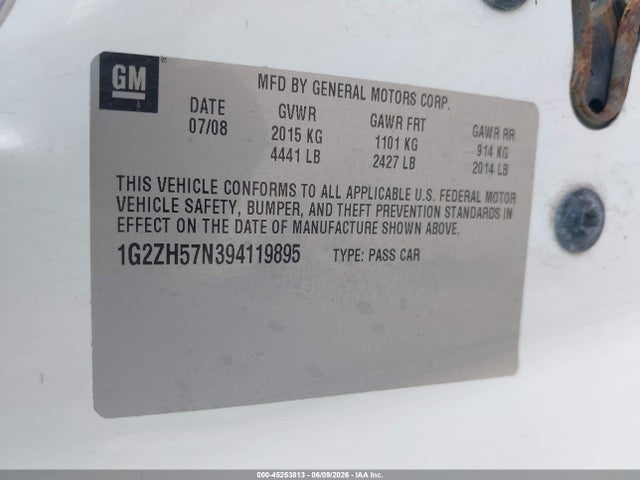 Aukcja sprzedaży 2009 Pontiac G6 Gt, vin: 1G2ZH57N394119895, numer aukcji: 45253813