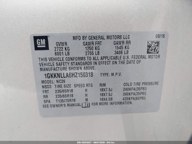 GMC Acadia Sle-2 2017 1GKKNLLA6HZ150318 Image 9