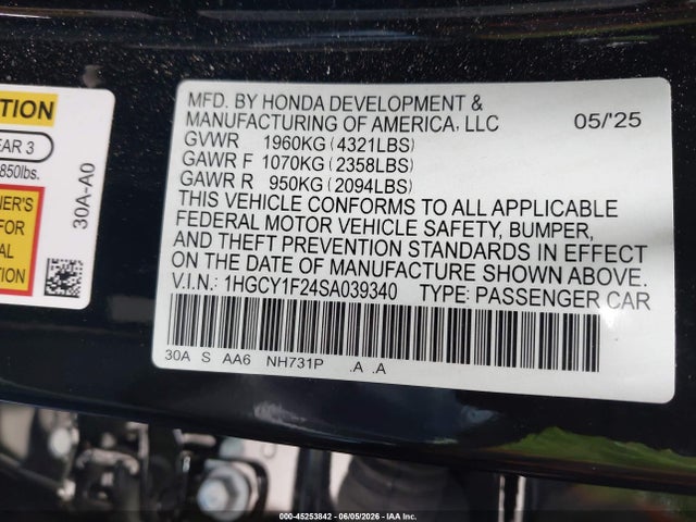 1HGCY1F24SA039340 Honda ACCORD LX