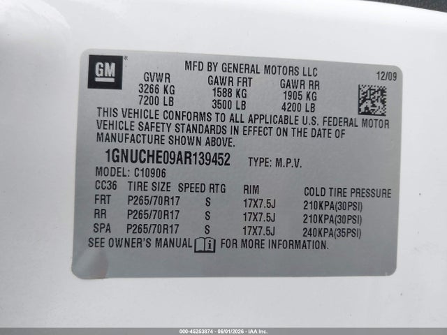 Продажа на аукционе авто 2010 Chevrolet Suburban 1500 Ls, vin: 1GNUCHE09AR139452, номер лота: 45253874
