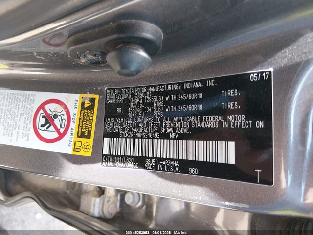 5TDKZRFH8HS216493 Toyota Highlander Xle