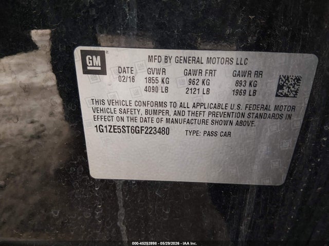 1G1ZE5ST6GF223480 Chevrolet MALIBU 1LT