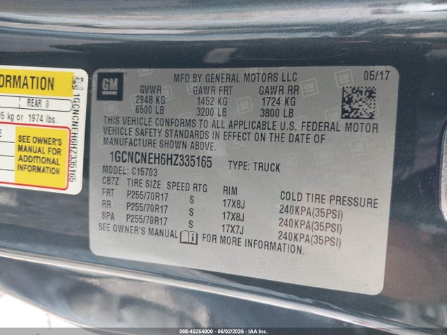 1GCNCNEH6HZ335165 Chevrolet Silverado 1500 Wt